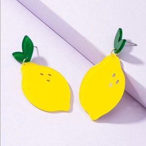 Yellow Resin Lemon Dangle Earrings
